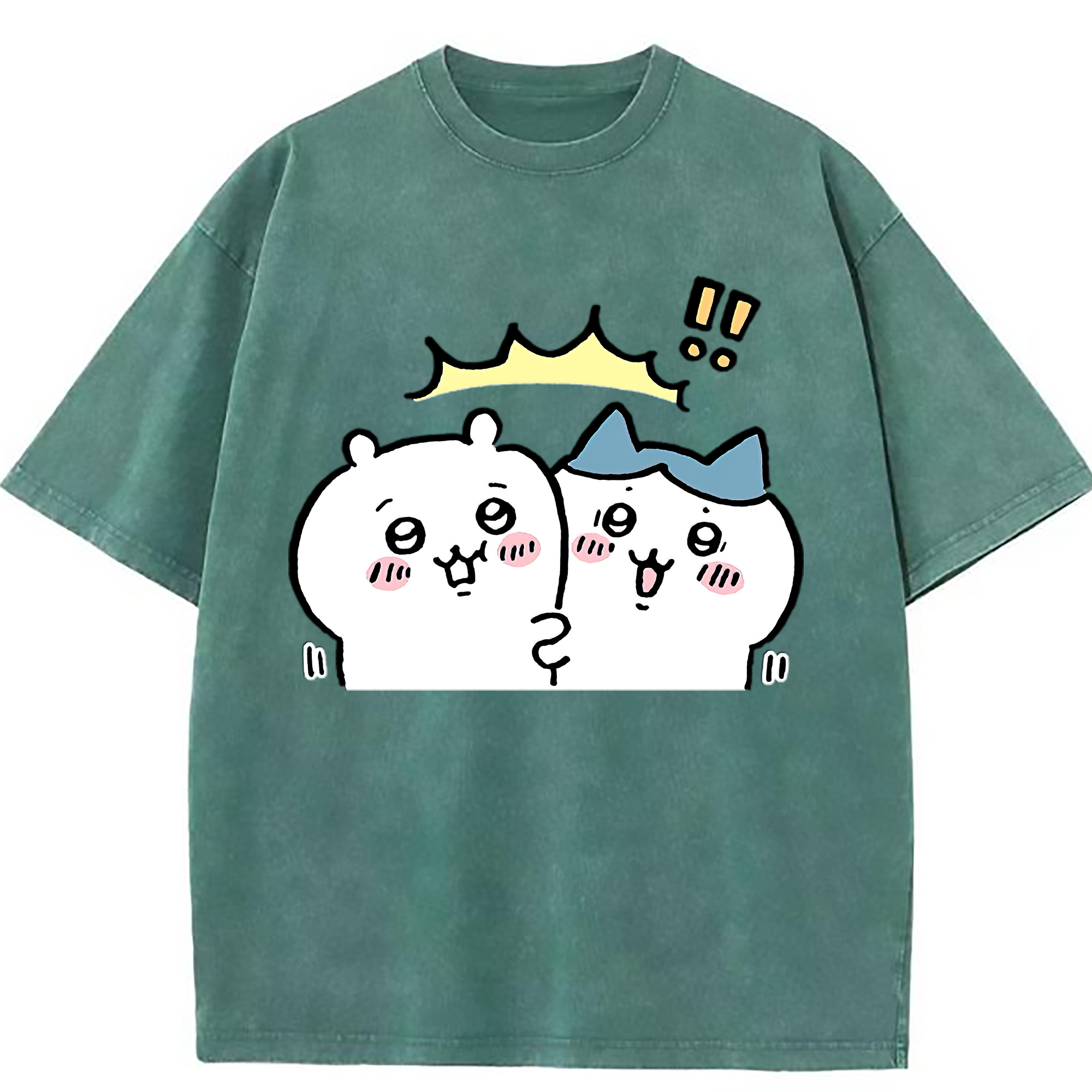 （画像用） ちいかわ ハチワレ Chii-kawa hachiware 綿100% ヴィンテージ風 半袖Tシャツ（フロントプリント）